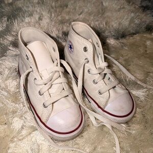 Converse Kids Cream High-Top Sneakers with Red Accent